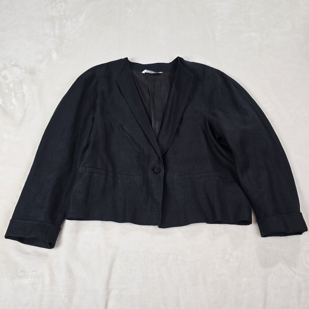 Max Mara Vintage Black Linen Blazer - 12